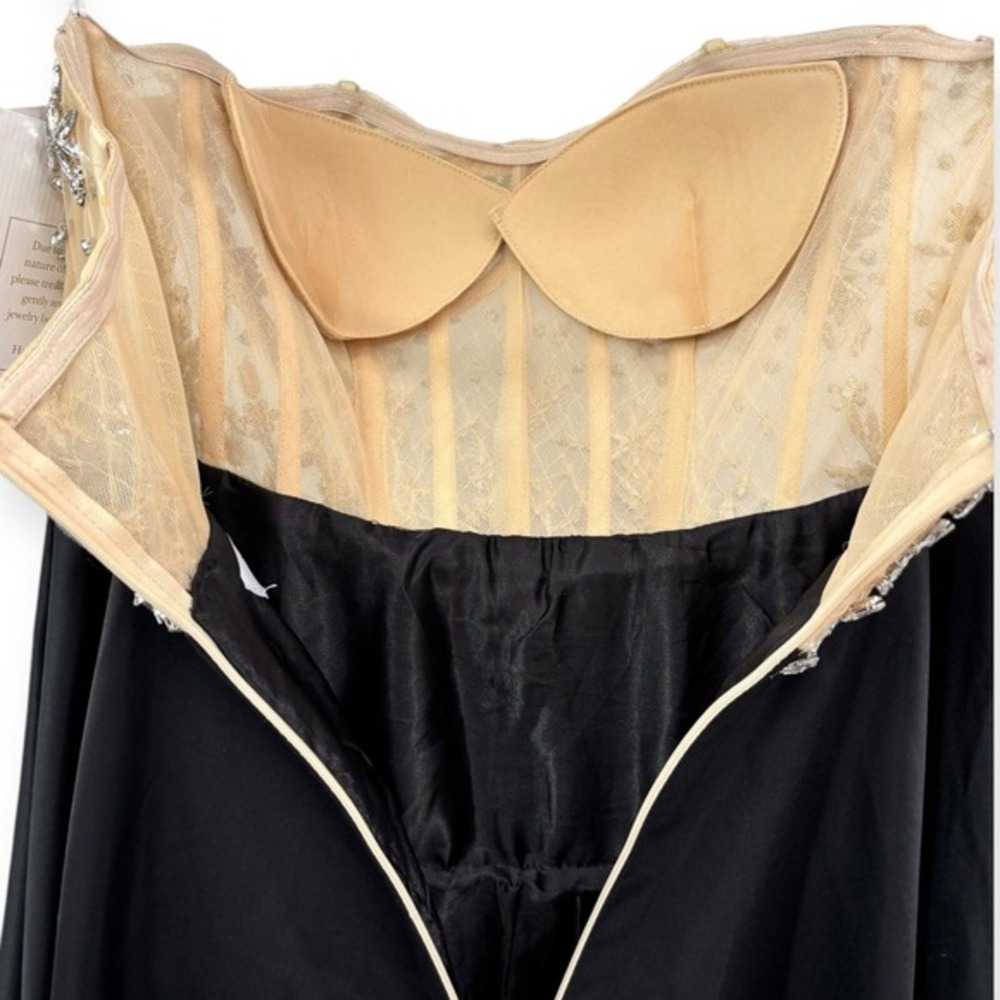 NWT Mac Duggal Black Nude Strapless Embellished Bustier Ball Gown $898 - Size 8 - Picture 13 of 15
